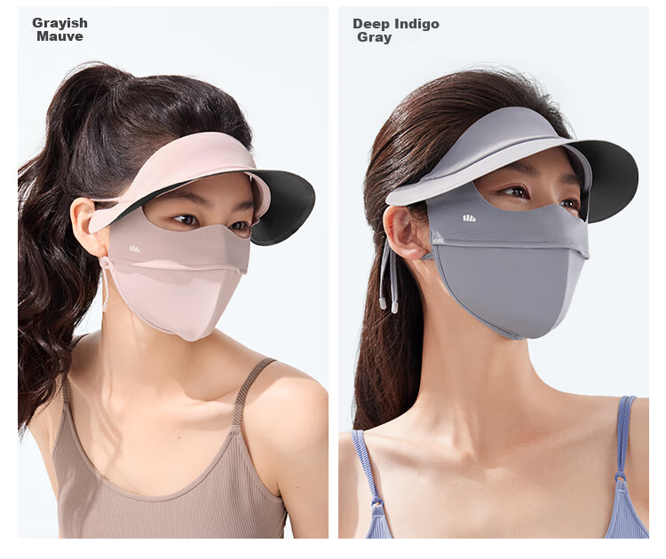 Beneunder Women's Full Face Sun Protection Swim Mask with Brim UV Protection Face Cover 31