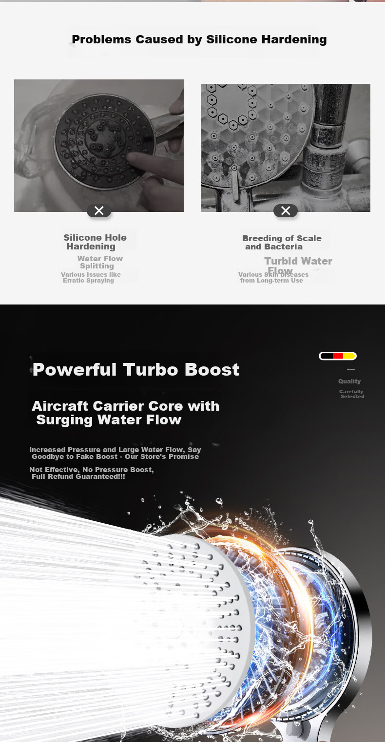 HOMK German Shower Head High-Pressure Handheld Shower Head Bathroom Shower Sprayer 9