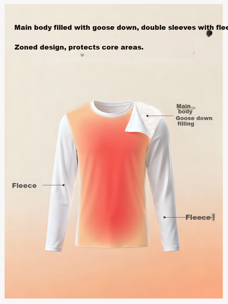 Thumb White Small T [Machine Washable Water-Repellent Goose Down T] Autumn Winter Men's and Women's Down Warm T-Shirt Base Layer Men's Bright White L 6