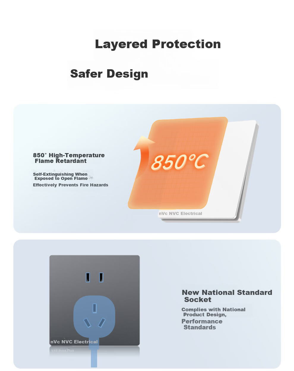 NVC Lighting Electrical Switch Socket Three-Hole 16A Socket Air Conditioner Socket 86-Type Ultra-Thin Panel N29 Misty Gray 23