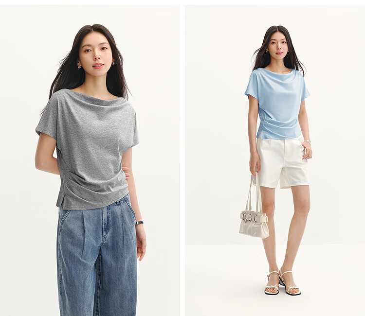 Semir Chen Duling Women's Short Sleeve T-Shirt 2026 Summer Crop Off-Shoulder Waist Slim Atmosphere Top 109326100005 8