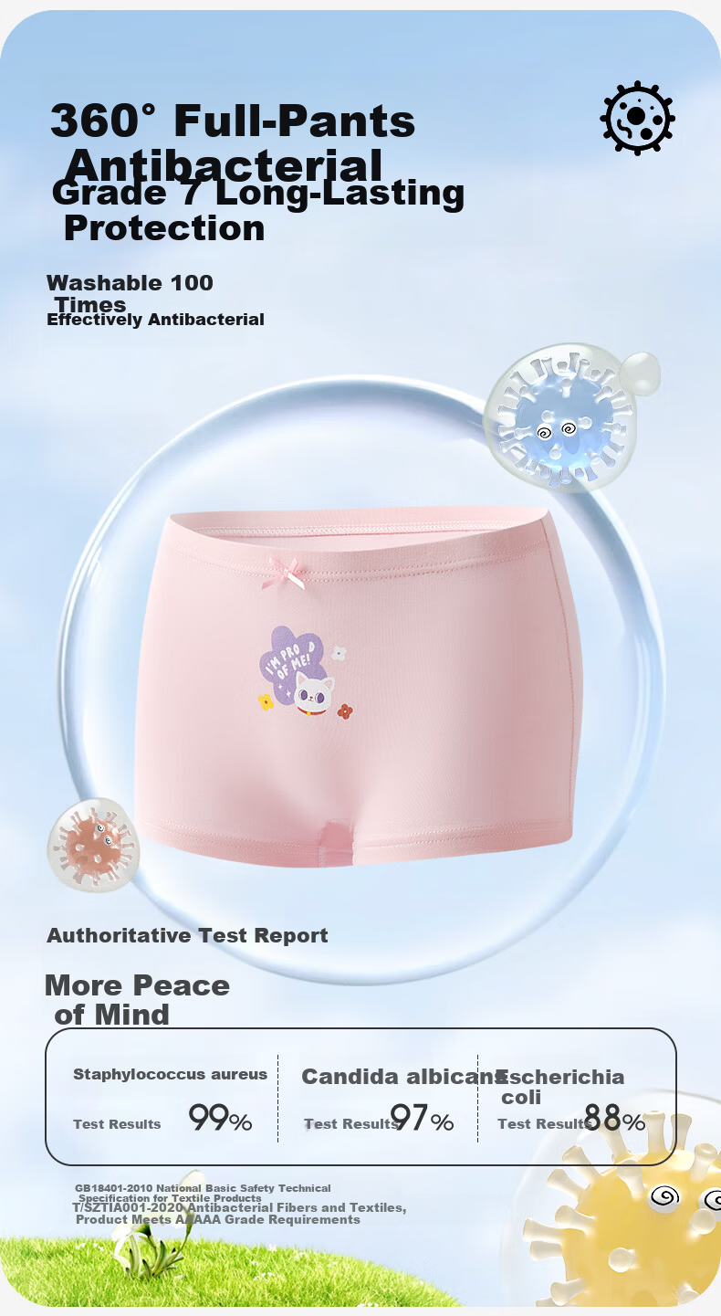 Inborn Girls' Cotton Boxer Briefs Children's Four-Point Underwear 10738 3-Pack Size 120 4