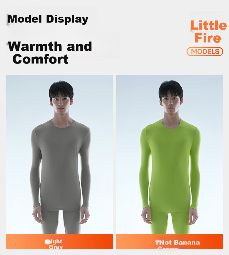 HLA Little Fire Air8 Thermal Underwear Unisex Double-Sided Fleece 180g 10A Antibacterial Heating Lightweight Underwear Set 22