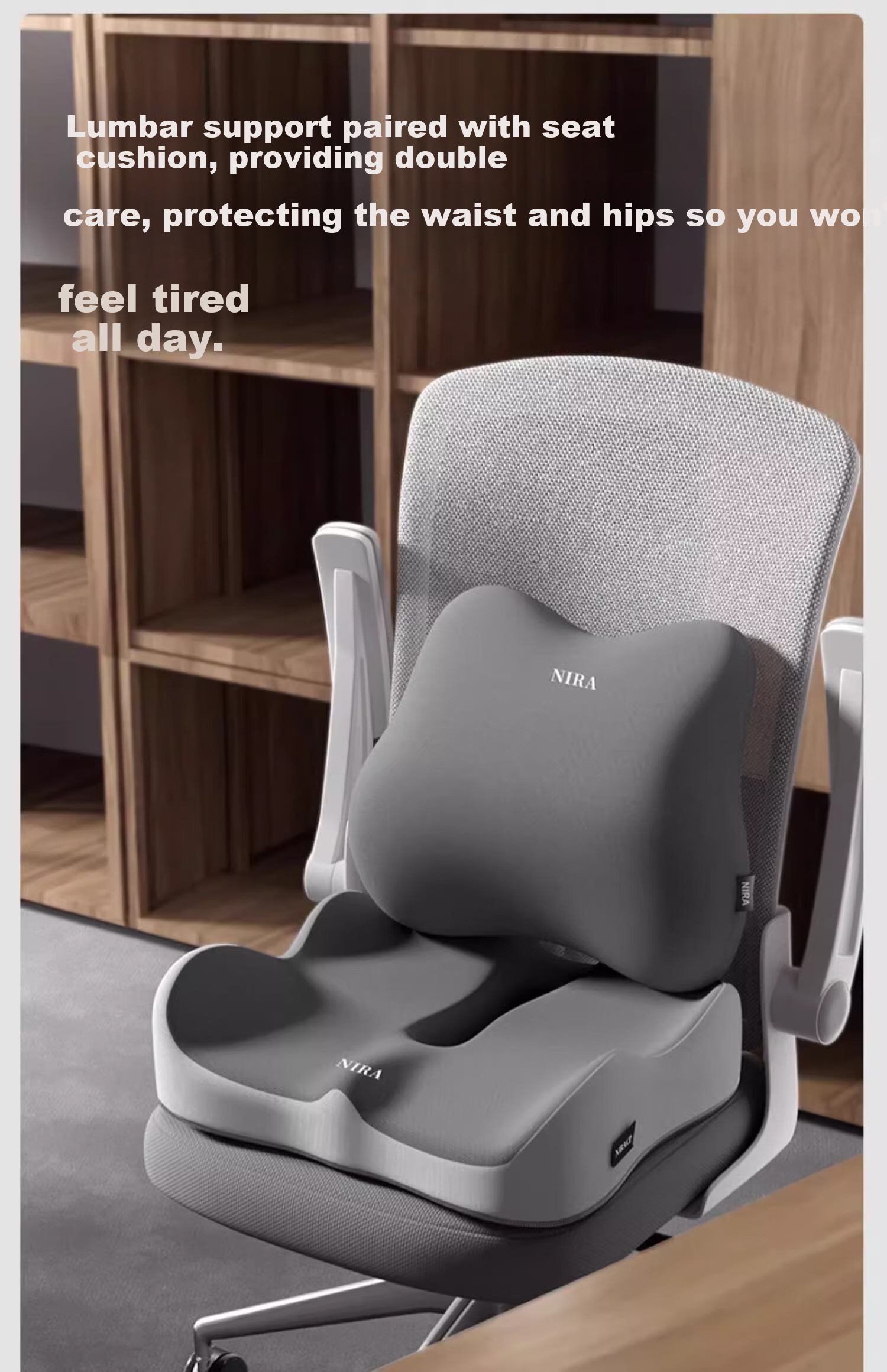 Nila Lumbar Support Office Cushion Seat Pad Workstation Long Sitting Waist Pillow Backrest Cushion Lumbar Support Pad Waist Protector 26