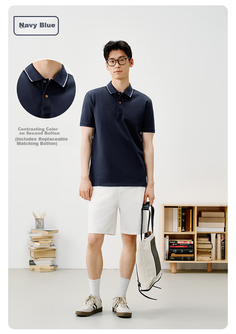 JD Original [Stain-Free Sweat] Men's Polo Shirt, Short-Sleeve T-Shirt for Spring, Men's Clothing Top, Black, S 12