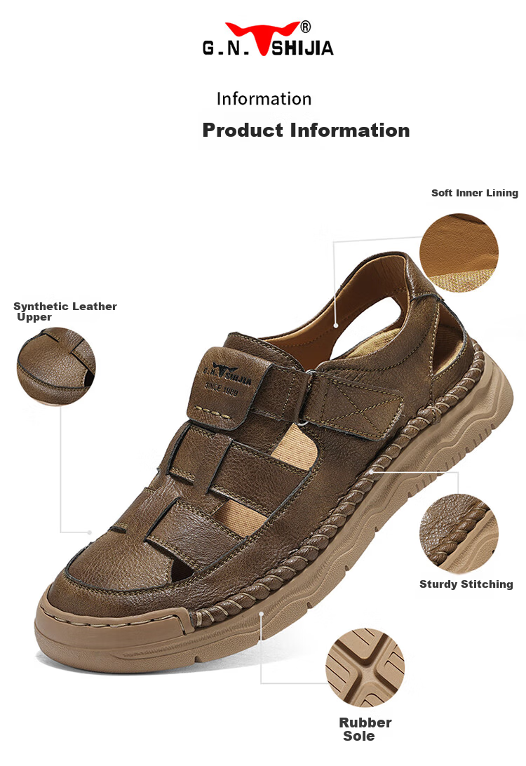 Bull Family Summer New Men's Hollow Breathable Sandals Outdoor Casual Water-Resistant Creek Shoes 3