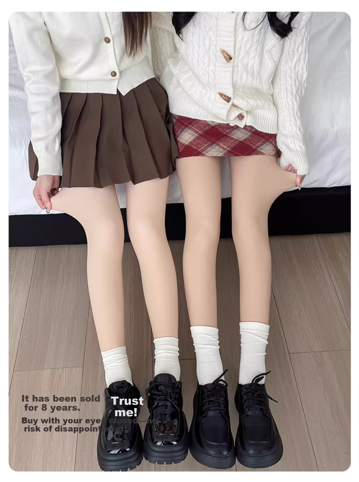 Caramella Nude Effect Thickened Fleece Lined Footed Tights for Women Autumn Winter Slimming Skin Tone Leggings 15