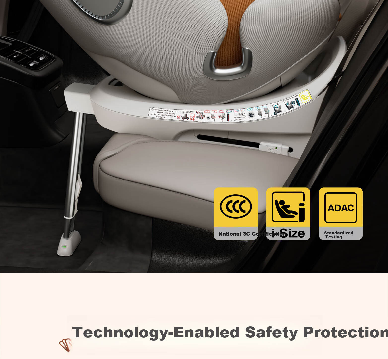 Chuyingbei Child Safety Car Seat for 0-7-12 Years Old Baby, Infant Car Seat with Recline, Smart Ventilation and Heating 6