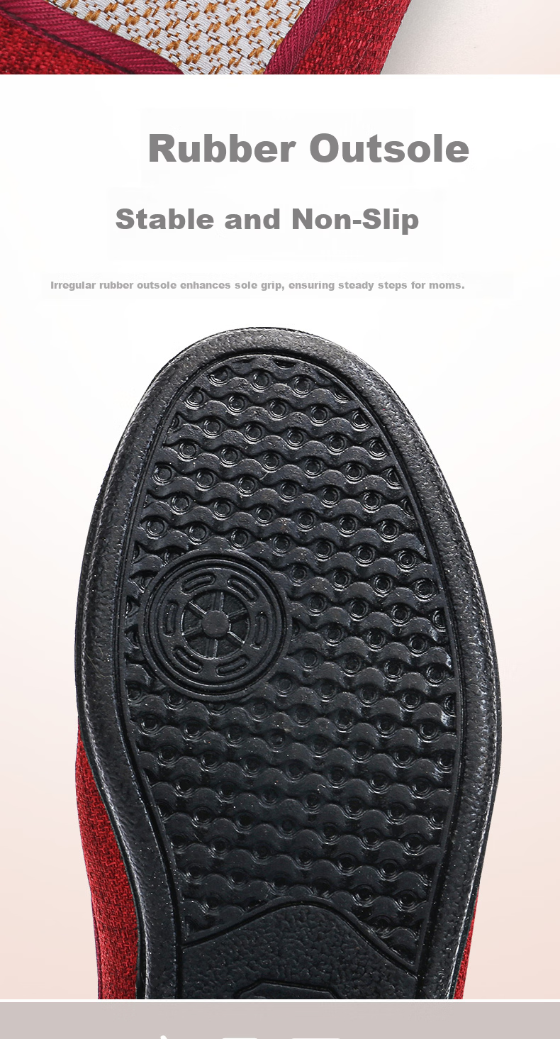 BUSHEYUAN Women's Flat Round-Toe Slip-On Soft Sole Breathable Casual Shoes for Moms, Easy Wear Lazy Shoes, Middle-Aged and Elderly Beijing Cloth Shoes, Black, Size 36, Model 210-1322 10