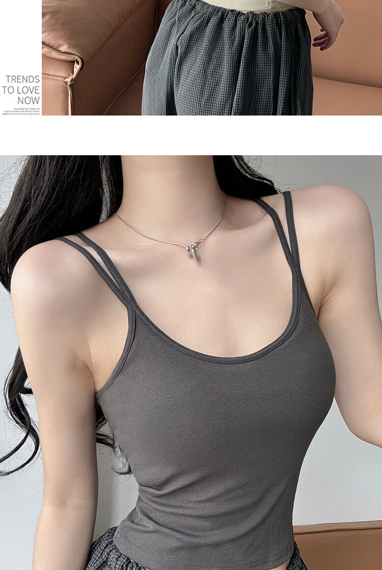 Langsha White Camisole Vest for Women 2026 New Slim Fit Outerwear with Chest Pad, Beautiful Back Cotton Yoga Base Shirt 17