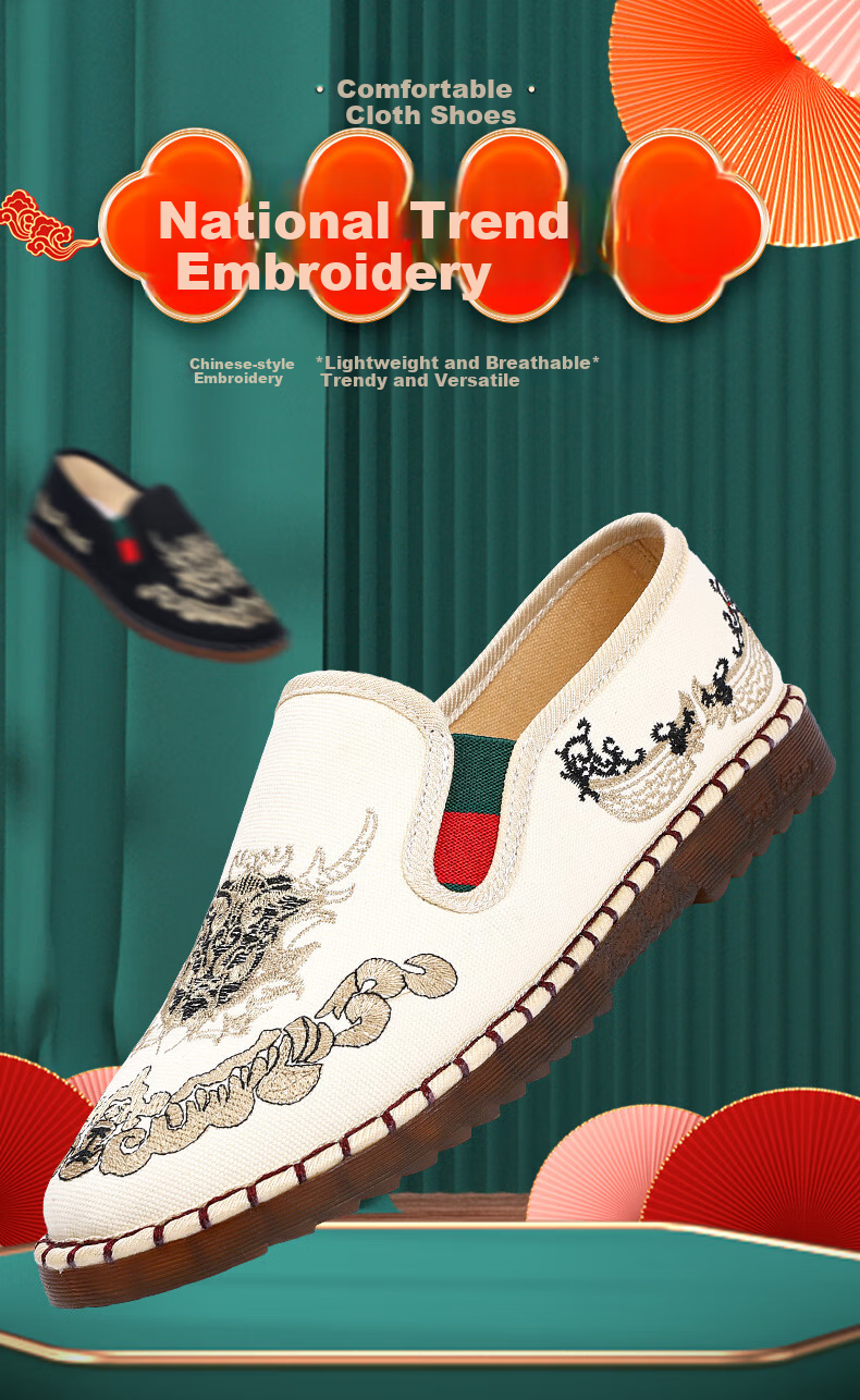 BUSHEYUAN Traditional Chinese Style Embroidered Slip-On Lazy Shoes Old Beijing Cloth Shoes Women 330-9022 Black Size 35 1