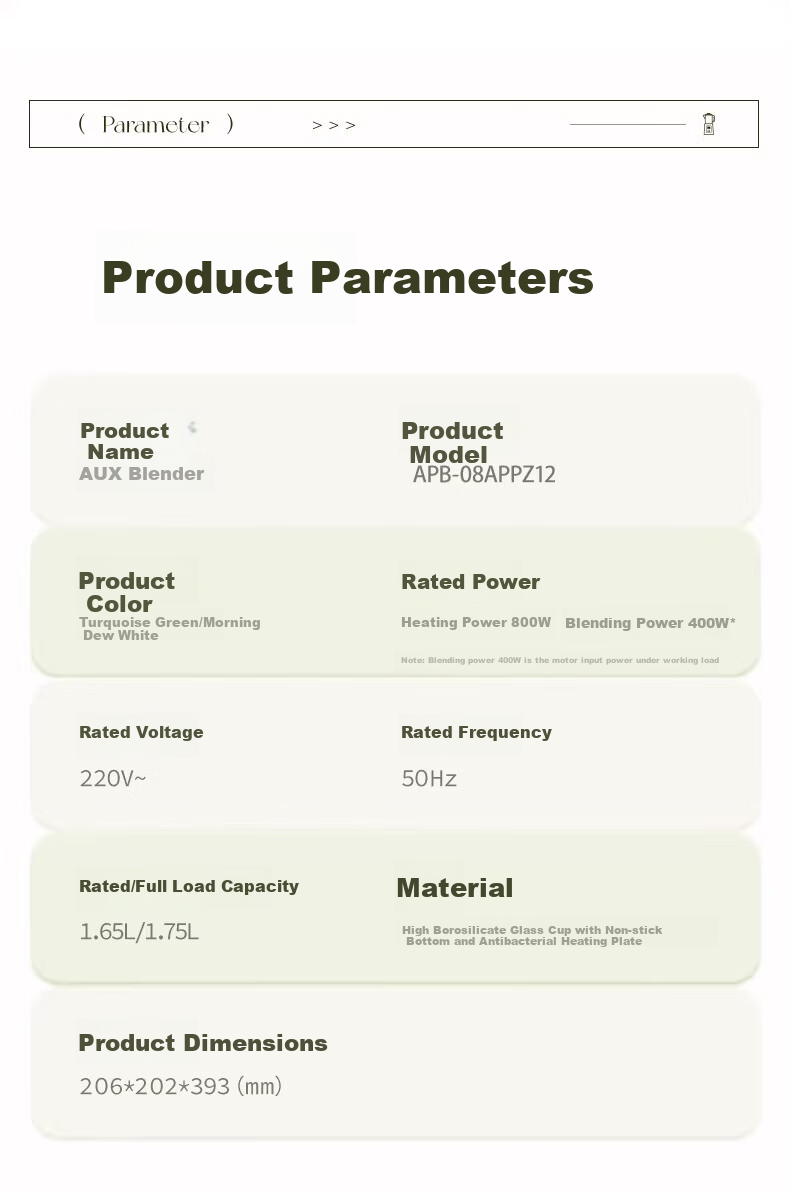 AUX 1.2L Titanium Blade Multifunctional Household Blender Soy Milk Maker Juicer 2025 New Model Small Grain Grinder Food Processor 30