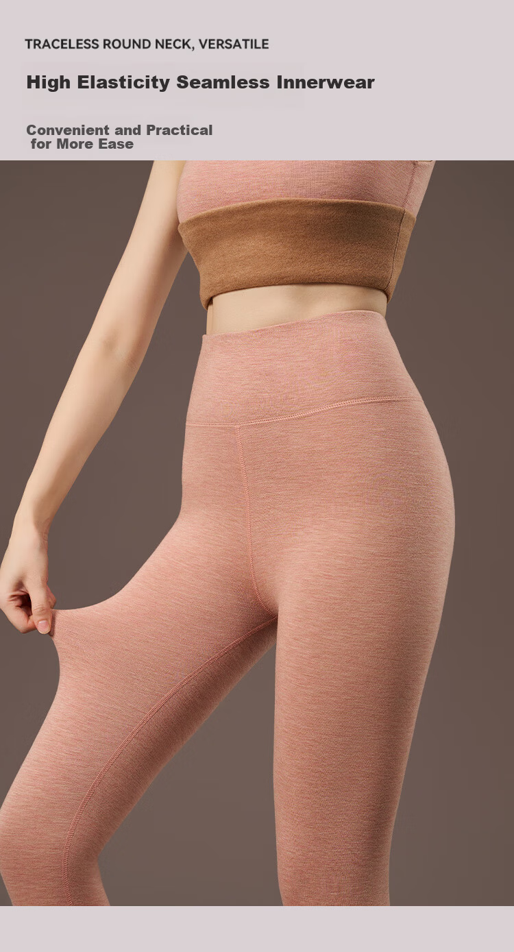 Tingmei 10A Antibacterial Camel Hair Silk Thermal Leggings Women High Waist Tummy Control Hip Lift Autumn Seamless Inner Outer Wear 10