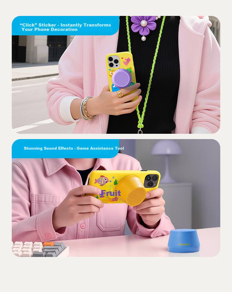 MOMAX Magnetic Wireless Speaker, Pocket-Sized Loudspeaker for Outdoor And Indoor Use, Dormitory And Bathroom Mini Speaker, Phone Stand, Waterproof Portable Horn Speaker, Gift for Boyfriend Or Girlfriend 10
