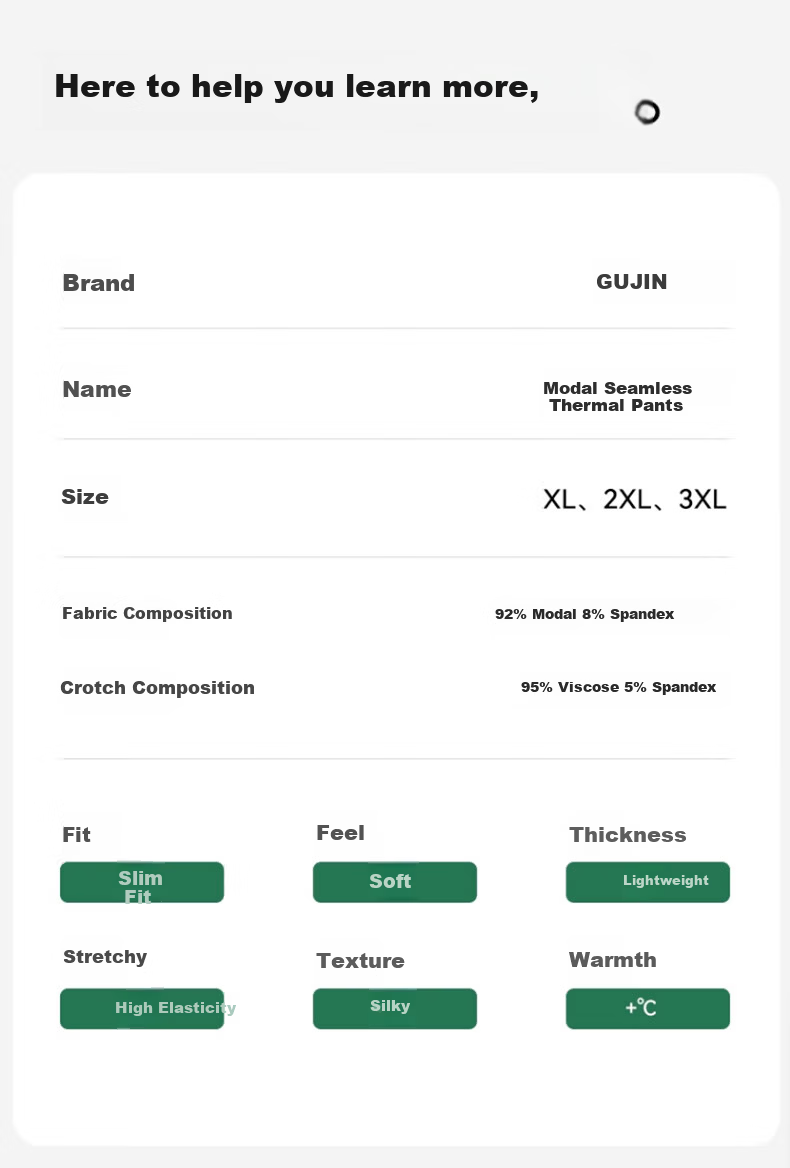 GUJIN Modal Thermal Men's Antibacterial Seamless Base Layer Cotton Wool Sports Youth Underwear 2-in-1 Pants 12