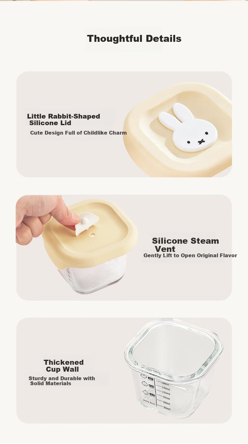 Baoshi Baby Food Storage Glass Box Steamable Freezer Safe Fresh-Keeping Cake Mold Baby Food Bowl Baking Tool 8