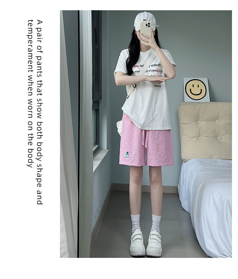 Langsha Women's Summer Thin Embroidered High-Waist Quick-Dry American Style Sports Shorts Beach Mid-Length Pants 16