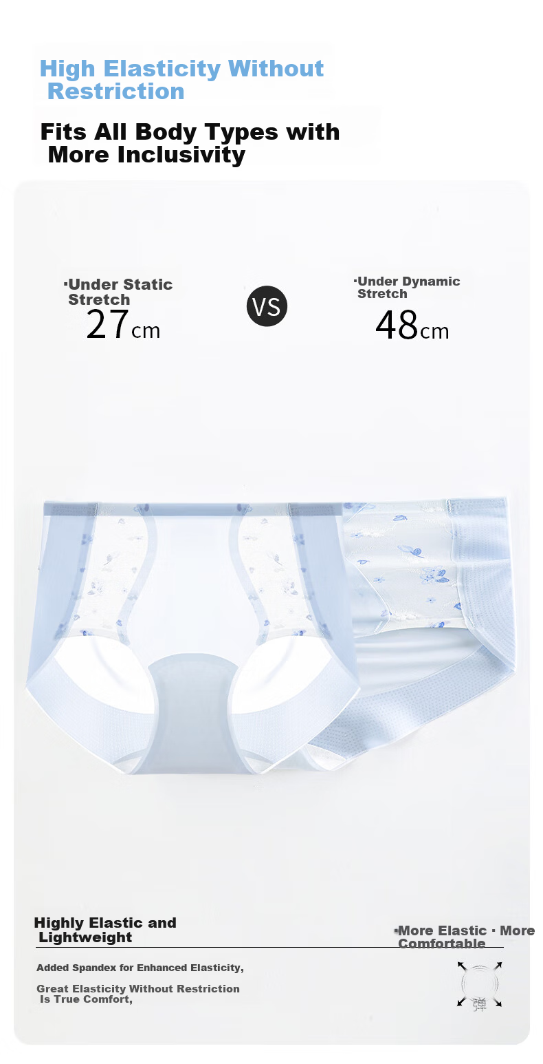 MiiOW Women's High-Waist Seamless Shaping Panties 10A Antibacterial Quick-Dry Comfortable Breathable Lace Printed Briefs 8