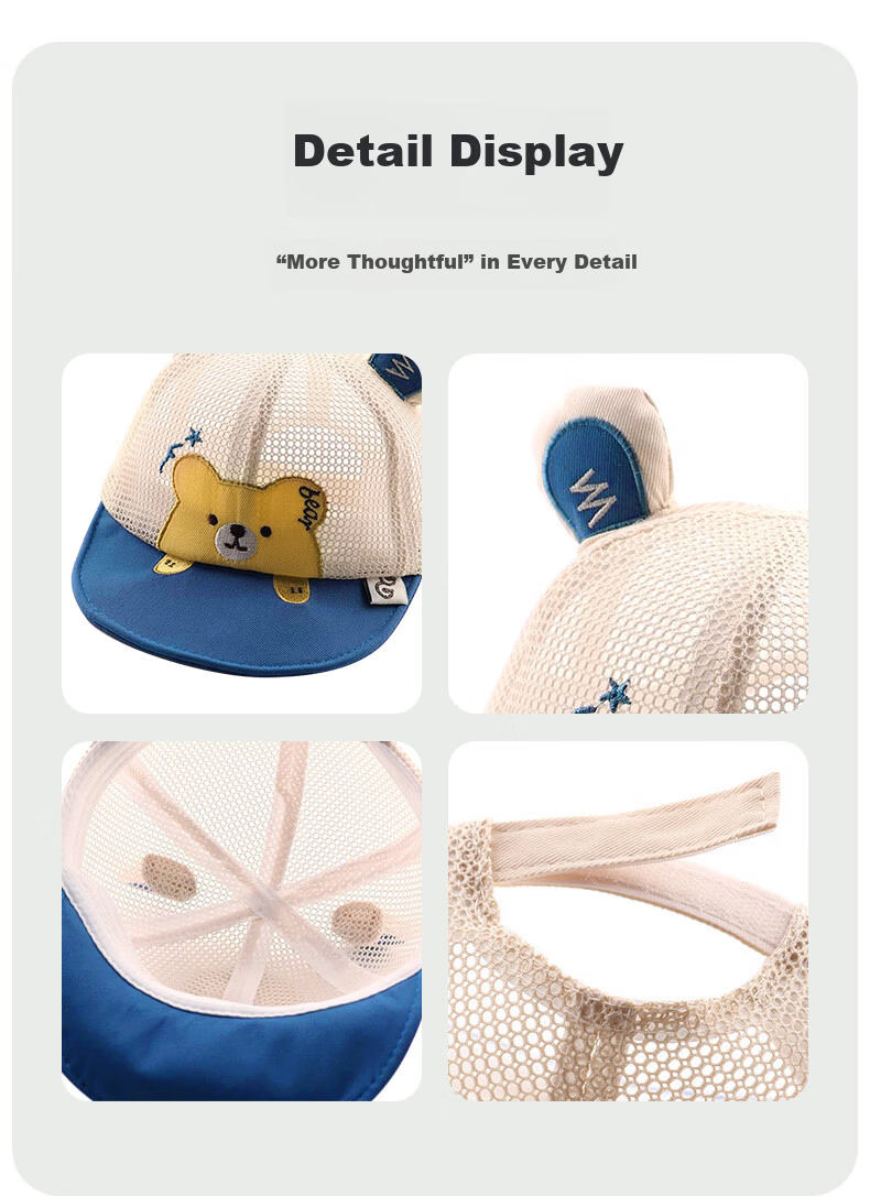 Aibao Baby Hat Spring and Autumn Cartoon Baseball Cap for Kids Outdoor Sunshade Blue Bear T150 19