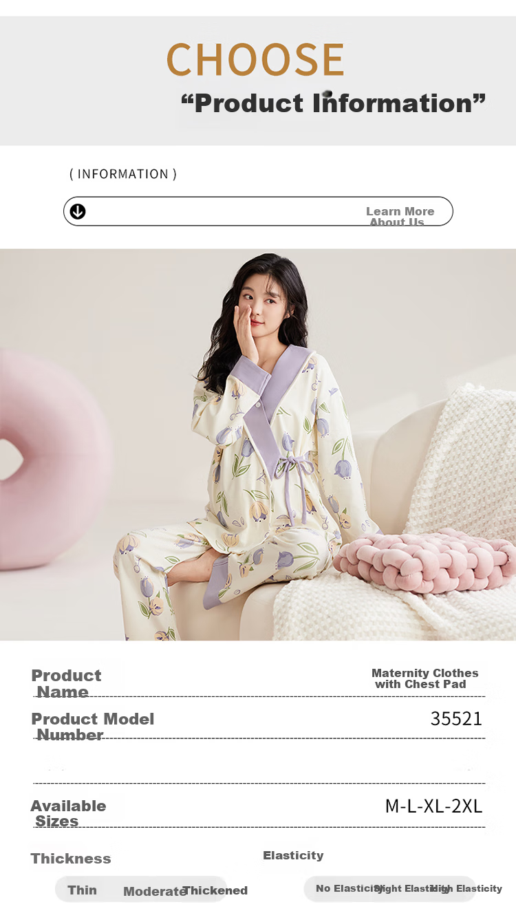 JOYNCLEON Maternity Postpartum Nursing Pajamas Spring Summer Pregnancy Wrap Nursing Homewear XXL Jyz176323 4