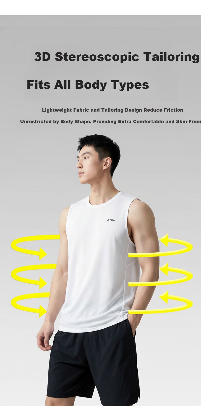 Li-Ning Sleeveless Sports Running Quick-Dry Vest for Men and Women Yoga Fitness Breathable Cool Base Layer Martial Arts M Black 9
