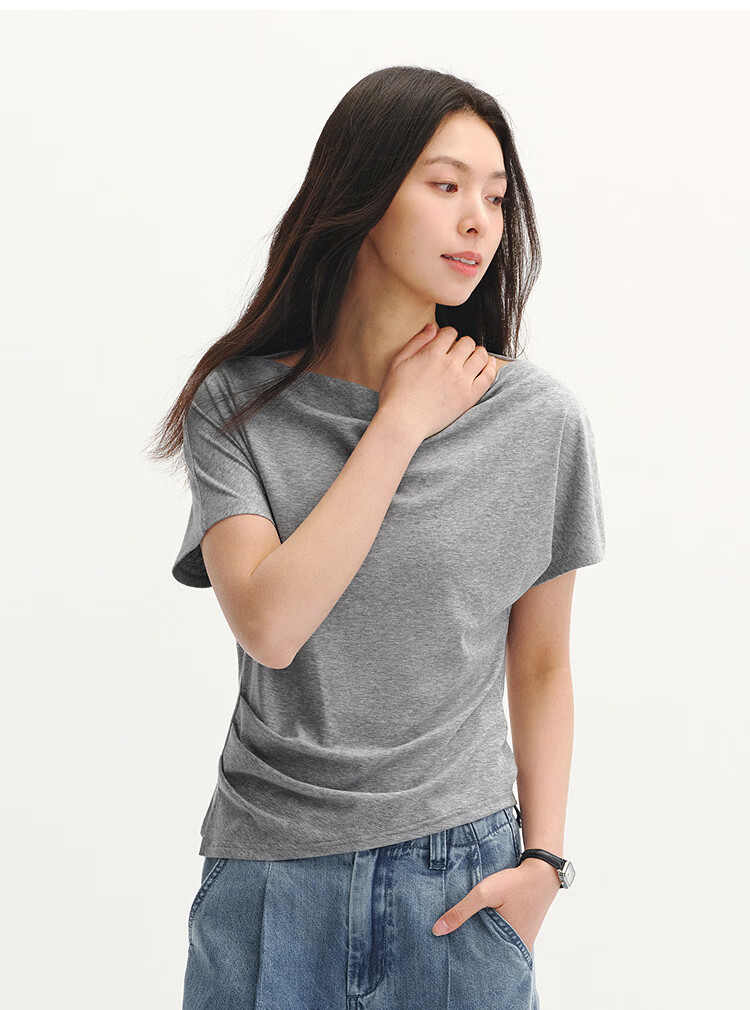 Semir Chen Duling Women's Short Sleeve T-Shirt 2026 Summer Crop Off-Shoulder Waist Slim Atmosphere Top 109326100005 19