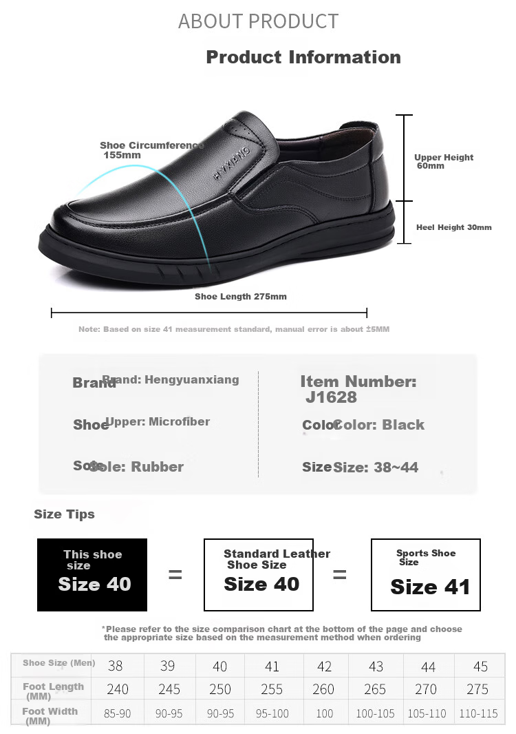 Hengyuanxiang Men's Slip-On Business Casual Breathable Driving Loafers J1628 Black 44 9