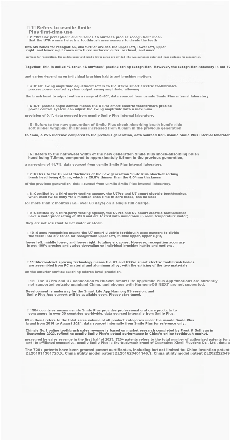 Huawei Smart Choice usmile Electric Toothbrush Smart Toothbrush Adult Couple Gift for Boyfriend/Girlfriend U7 Pro Glacier Blue Birthday Gift 24