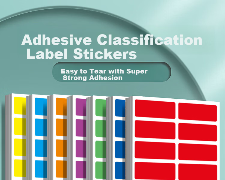 GOTOVAN Colorful Label Classification Adhesive Stickers Rainbow Name Tags Group Name Identification Workbook Marking Stickers Homework Correction Tool Waterproof Non-Residue Labels 1