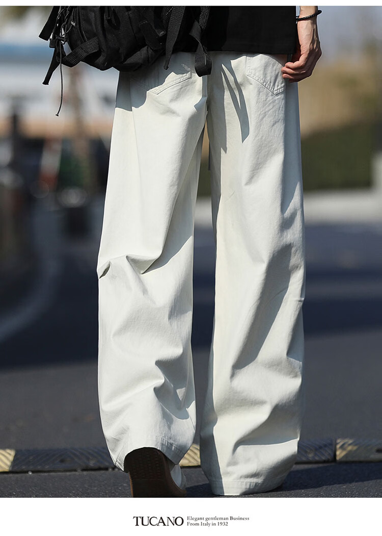 TUCANO Men's Summer Loose Wide-Leg Casual Pants, Premium Trendy Outdoor Work Trousers, Coffee Color, Size M 7