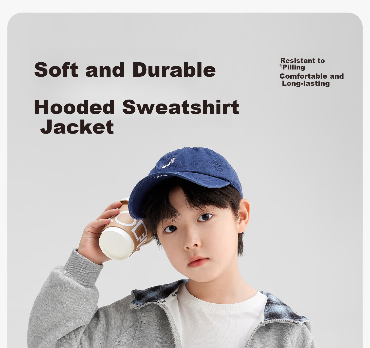 Zuo Xi Boys' Hoodie Sweatshirt 2025 New Kids' Jacket Hooded Fleece Lined Outerwear Navy Blue Size 140 1