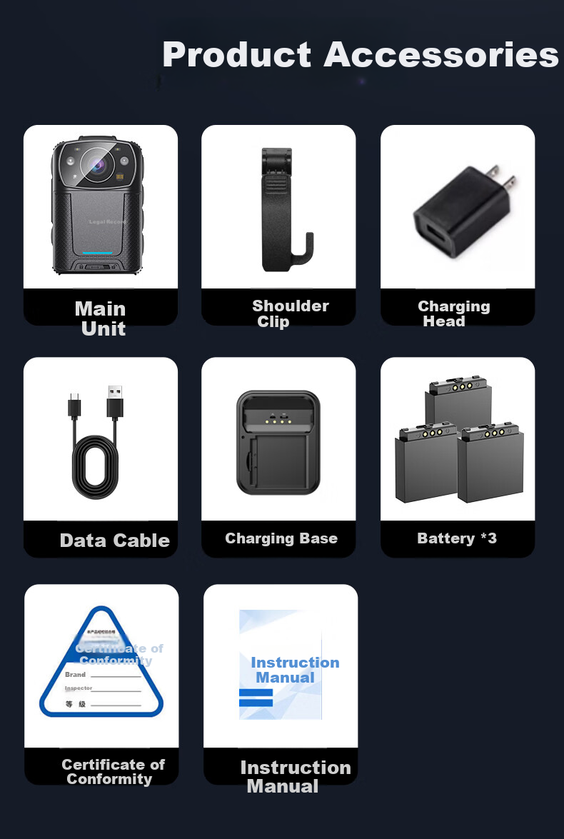 Falu Law Enforcement Recorder HD 58MP Audio Video Surveillance Device Three-Battery Long Battery Life Camera DSJ-F7 15