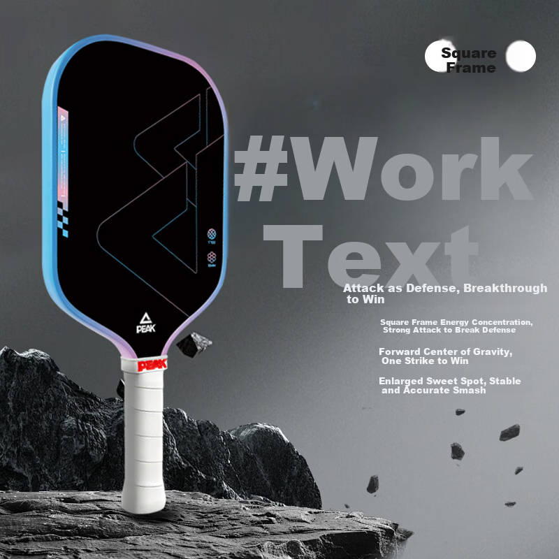 Peak Professional T700 Carbon Fiber Pickleball Paddle Single Set Offensive Durable Blue Rock