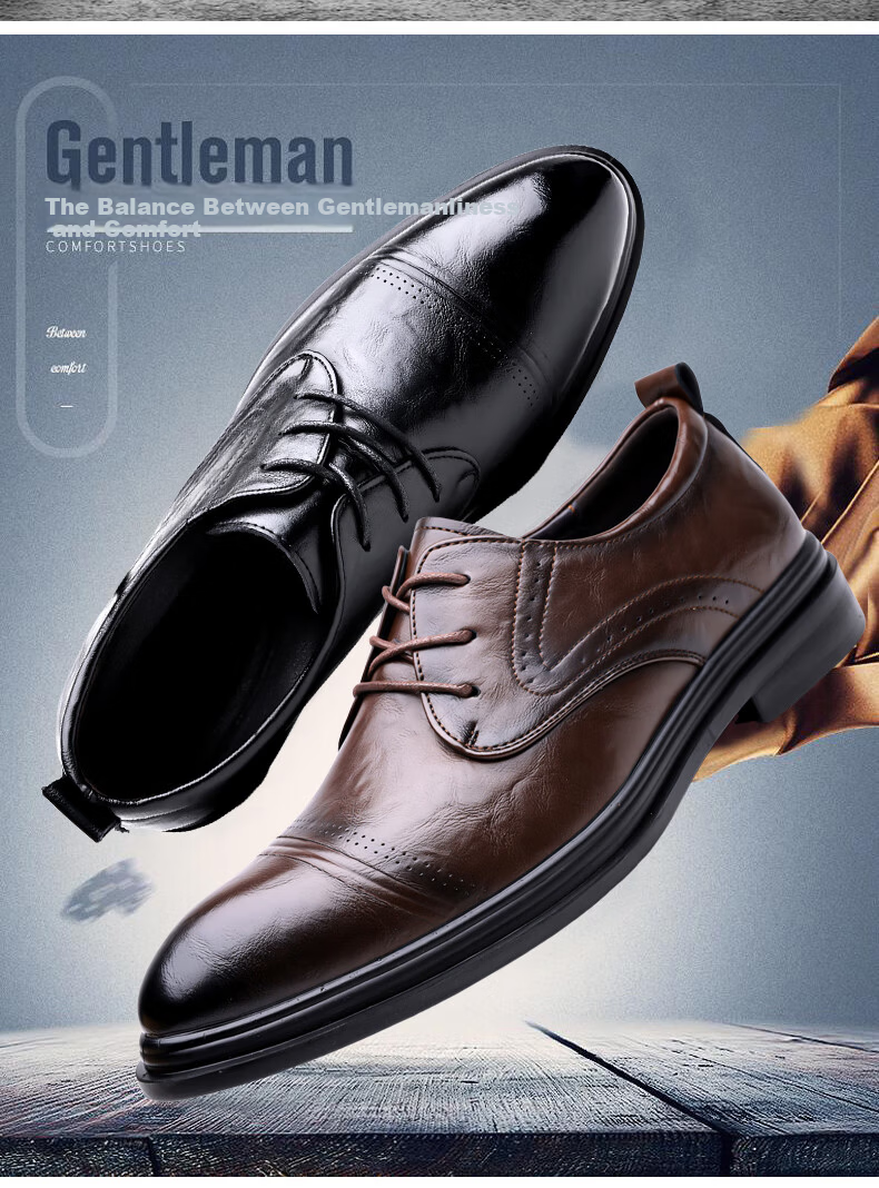 MEXICAN Men's Business Casual Leather Dress Shoes Derby Wedding Shoes Black Size 39 3