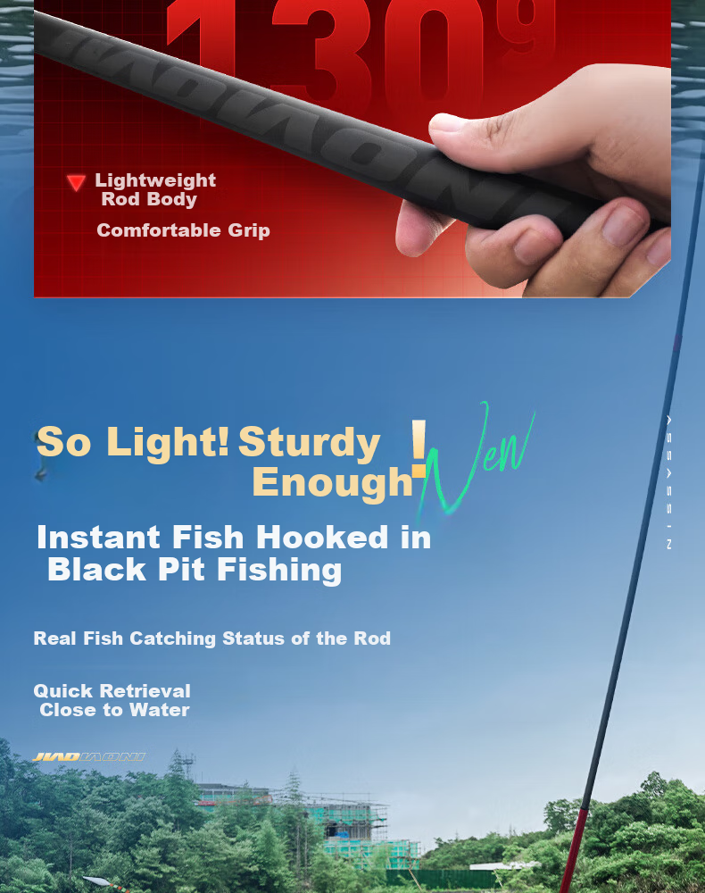 JIADIAONI Black Pit Rod Specialized Fishing Rod Hand Rod Ultra Light Hard 19-Tone Tilapia Rod Fly Fishing Competition Fishing Rod 8H 3m 9