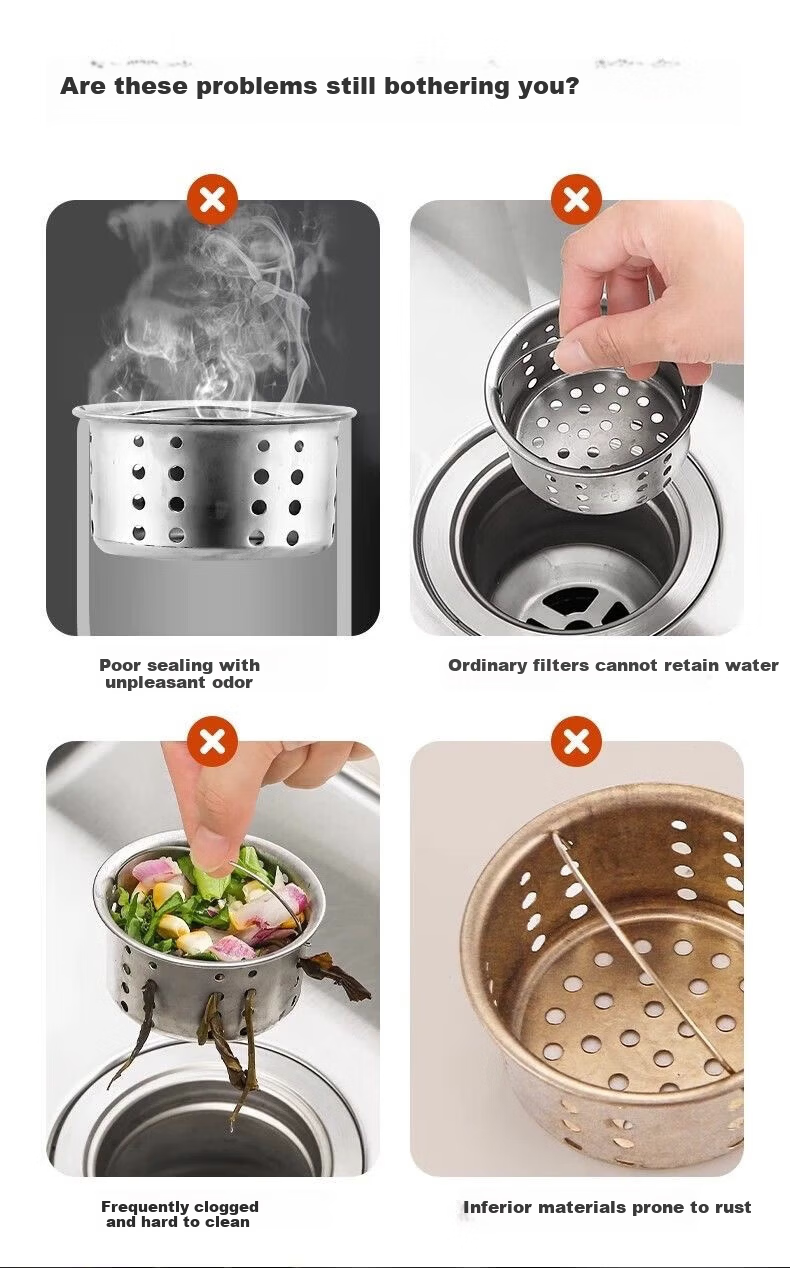 OPLSED [Germany] Stainless Steel Kitchen Sink Drain Accessory Leak-Proof Plug Filter Universal OP-TTX2001 4