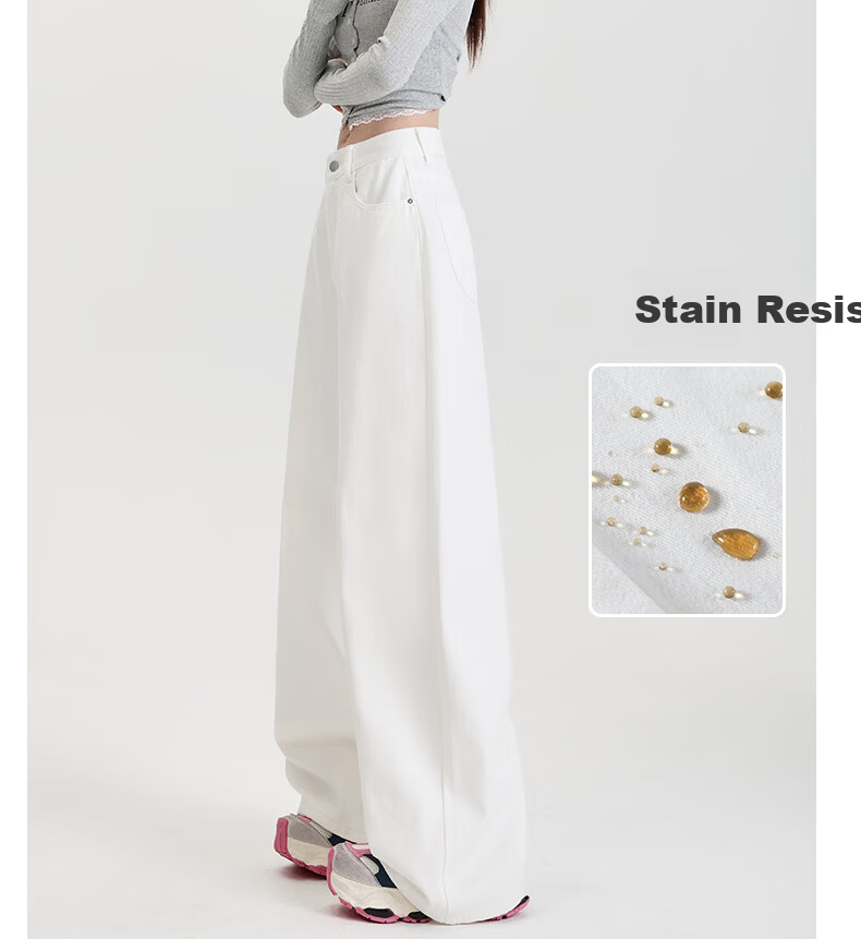 Borui White Tencel Three-Proof Denim Pants 2026 New Spring Lyocell Wide-Leg High-Waist Loose Flared Casual Pants 6