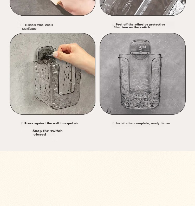 Jialifang Suction Cup Wet Wipes Storage Box Wall-Mounted Kitchen Wet Tissue Holder Wet Toilet Paper Facial Tissue Dispenser Transparent Color 16