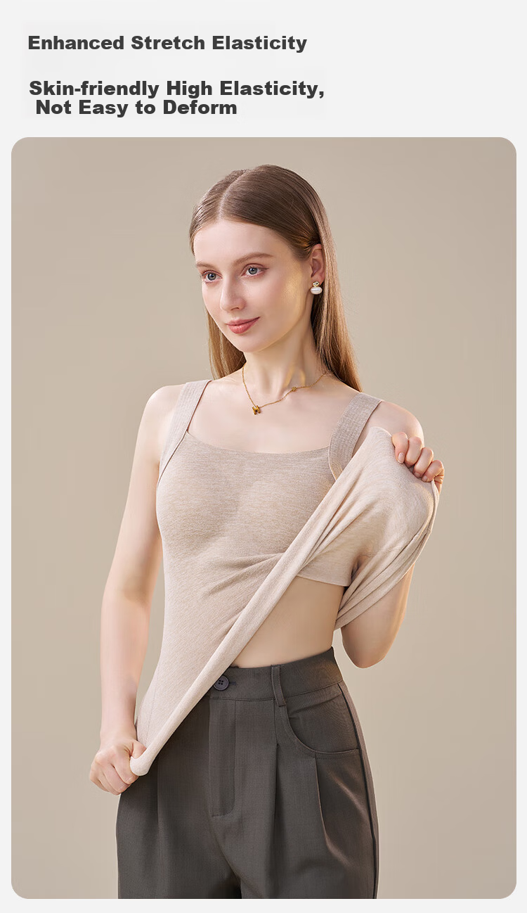 GUJIN Women's Thermal Vest Seamless Padded Innerwear Top Warm Underwear Coffee Color XL 6