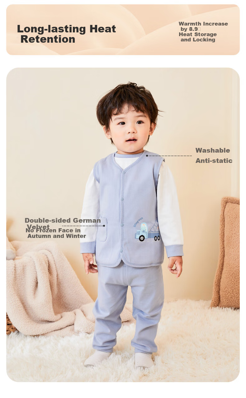 Shubeiyi Baby Clothes Children's Vest Reversible Waistcoat Infant Sleeveless Jacket Top for Boys And Girls Spring Autumn Warm Vest Blue 110 3