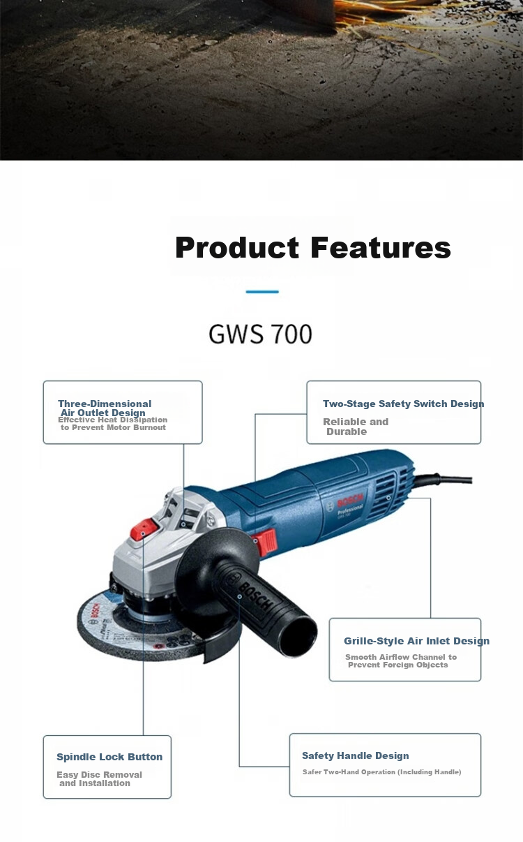 BOSCH 710W Small Grinder 100mm GWS 700 Angle Grinder 3