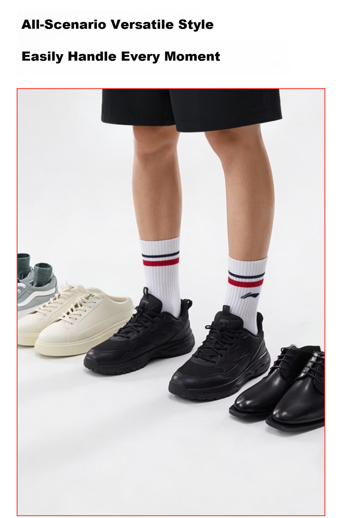 LI-NING Unisex Odor-Resistant Sweat-Absorbing Long Socks Casual Cotton Breathable Sports Versatile Mid-Calf Comfortable Cotton Wrap Socks 10