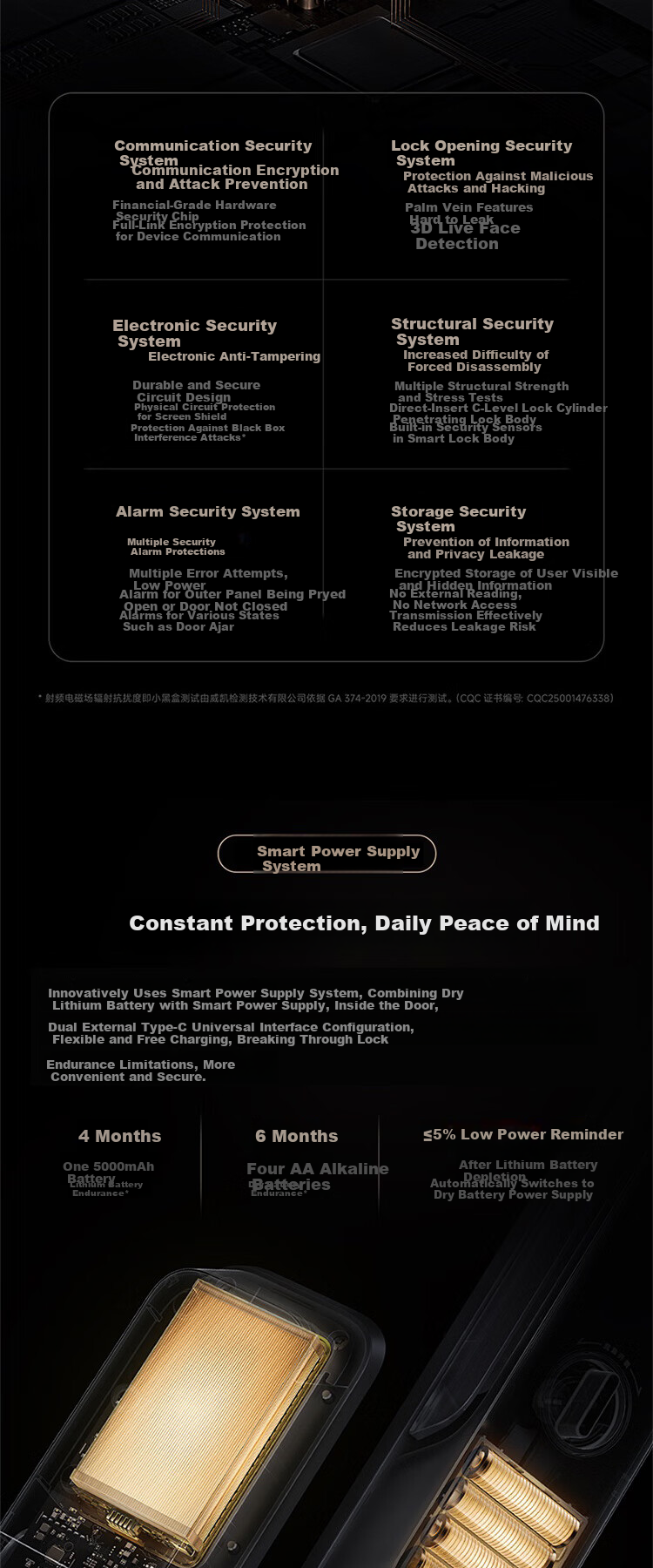 Xiaomi Smart Door Lock 4 Pro Palm Vein Face Recognition Cat Eye Large Screen Smart Electronic Password Anti-theft Lock 12