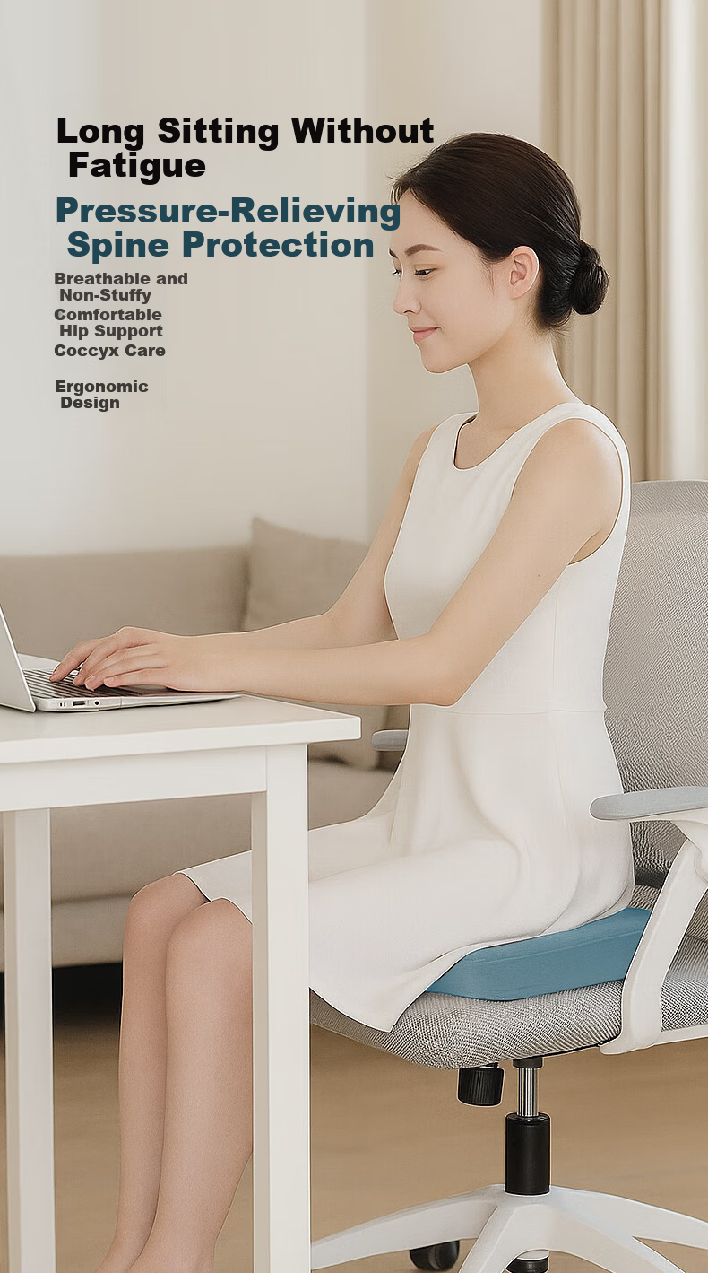 Howtreats Memory Foam Seat Cushion for Office and Car, Coccyx Pressure Relief Cushion for Long Sitting 3