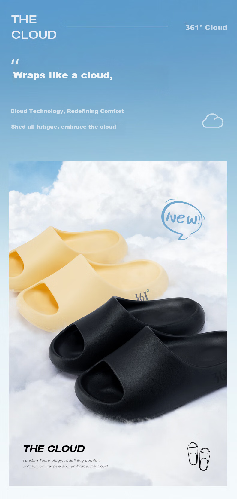 361° Cloud Thick Sole Men's Non-Slip Indoor Casual Slide Sandals 2