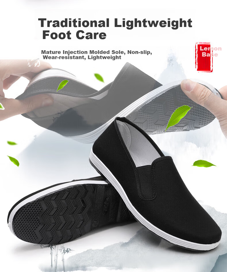 Zhugu Solid Old Beijing Cloth Shoes Black Cloth Shoes Tire Sole Labor Protection Slip-On Handmade Cloth Shoes Unisex Work Shoes Size 43 1