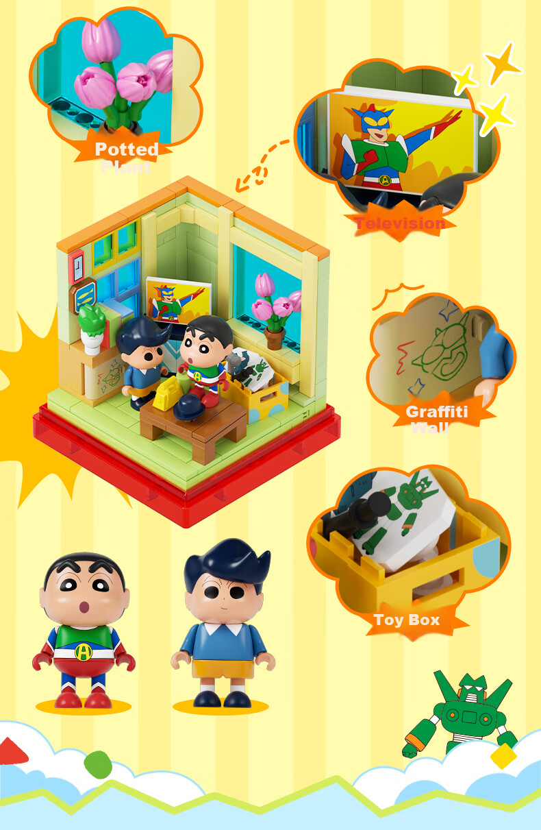 AREA-X Crayon Shin-chan Collaboration Trendy Building Block Toy Birthday Gift Happy Choir Room 5