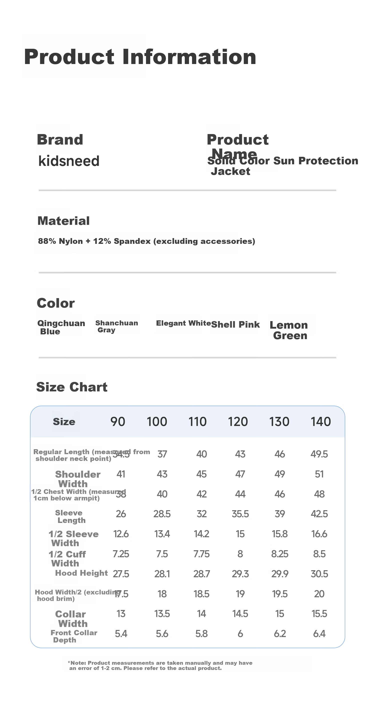 Kidsneed Kids Sun Protection Jacket Cooling Breathable Baby UV Protection Summer Hooded Coat for Boys and Girls 12