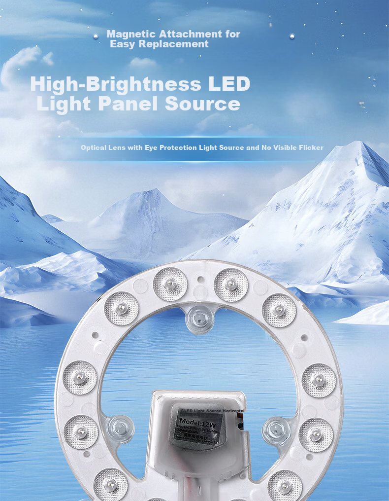 Shengbodun LED Ceiling Light Panel Replacement Core Round Magnetic Module Light Strip Tube 72W Tri-Color Dimmable 1