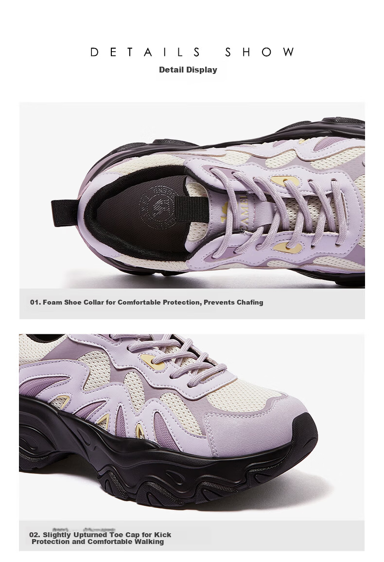 CAMEL Fishbone Shoes 2nd Generation Colorblock Dad Sneakers Thick Sole Sports Casual Shoes L26S283153 Silver Size 36 21
